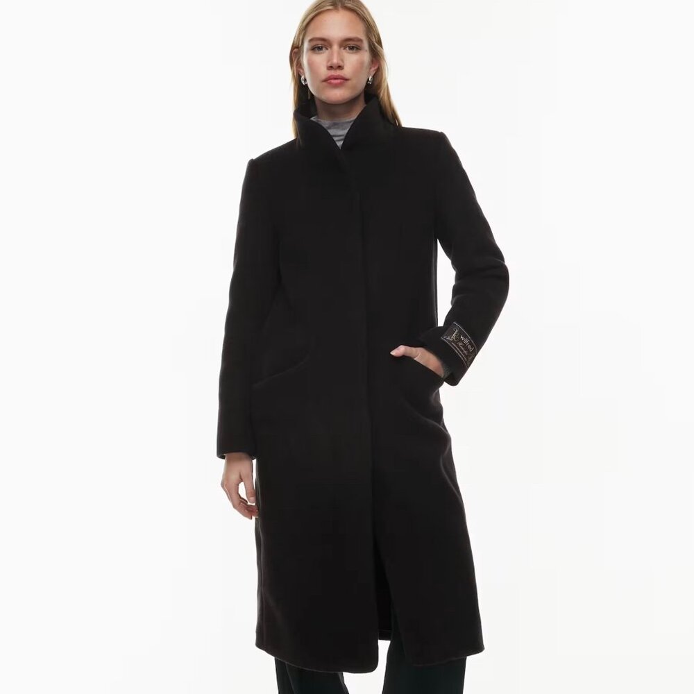 Aritzia Wilfred The Cocoon Long Coat Black Wool Cashmere size L